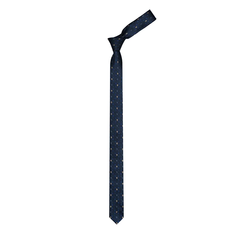 Cravat CROATA AuHRum Thematic  Glagolitic alphabet Dark blue  Silk 89%, Metalized silk thread (gold) limited 11%  