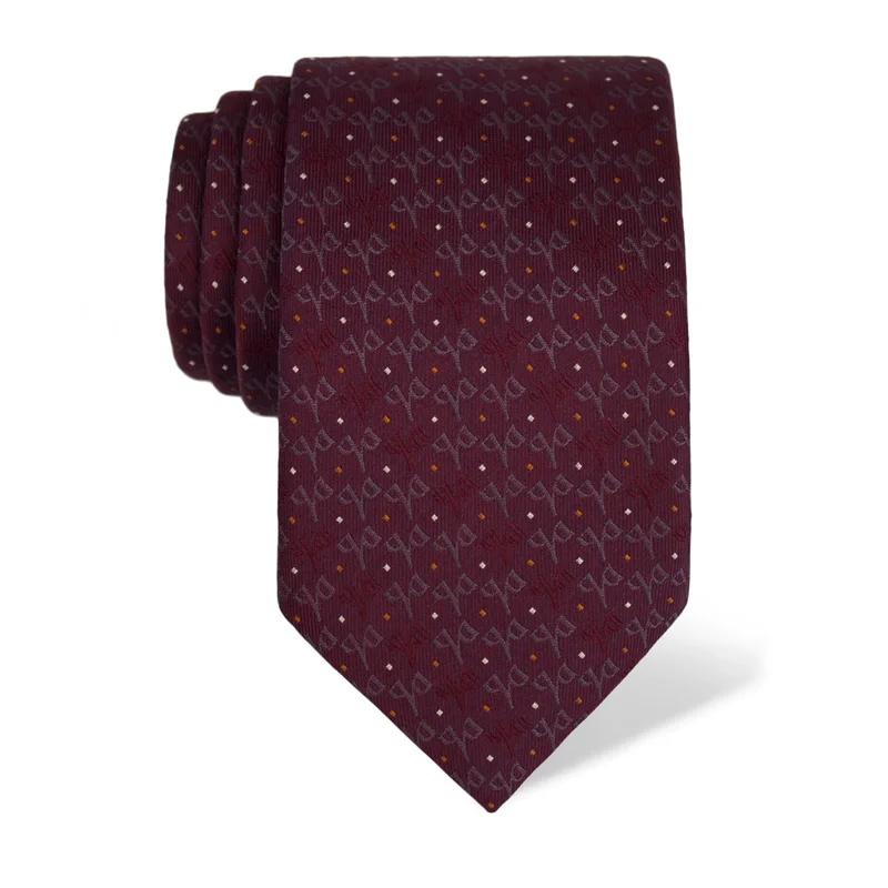 Cravat CROATA Thematic Large Glagolitic alphabet Wine red  Silk 100%  