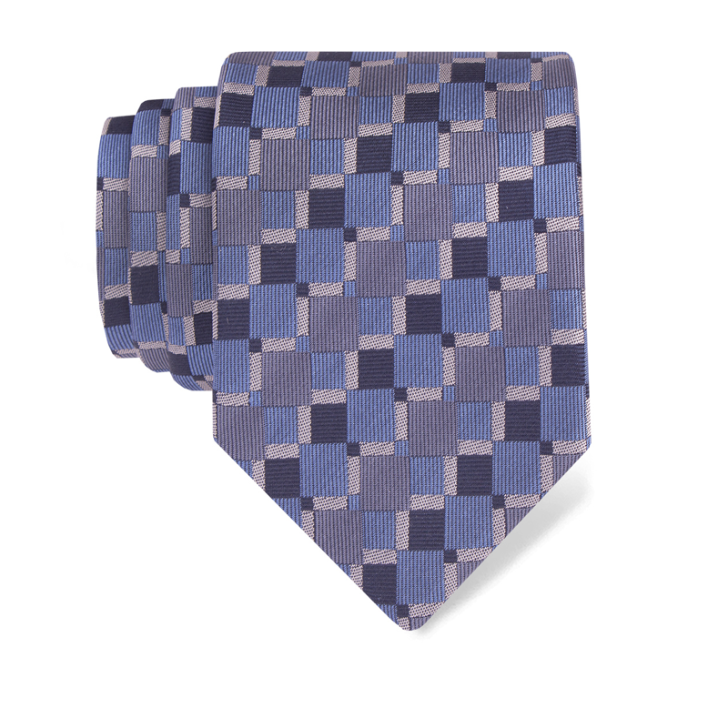 Cravat CROATA Thematic  Squares Blue  Silk 100%  