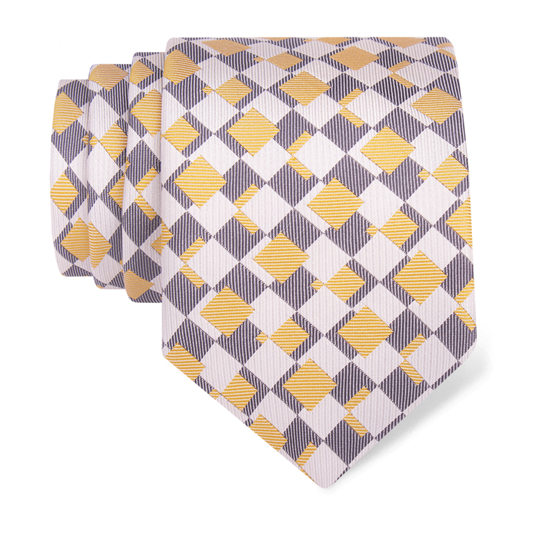 Cravat CROATA Thematic  Squares Beige  Silk 100%  