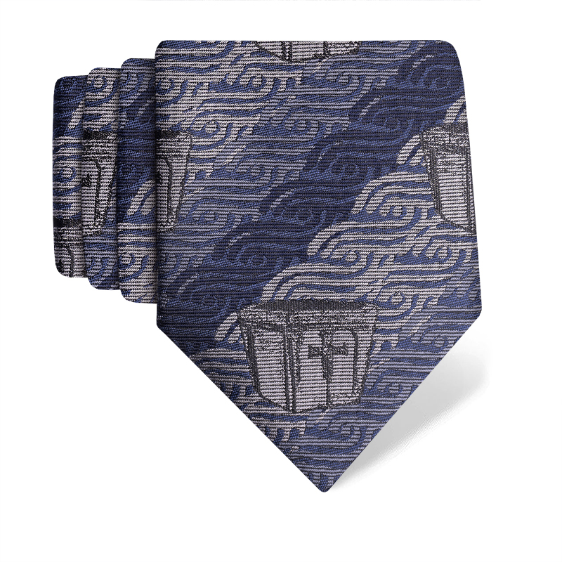 Cravat CROATA Thematic  Braiding Blue  Silk 100%  