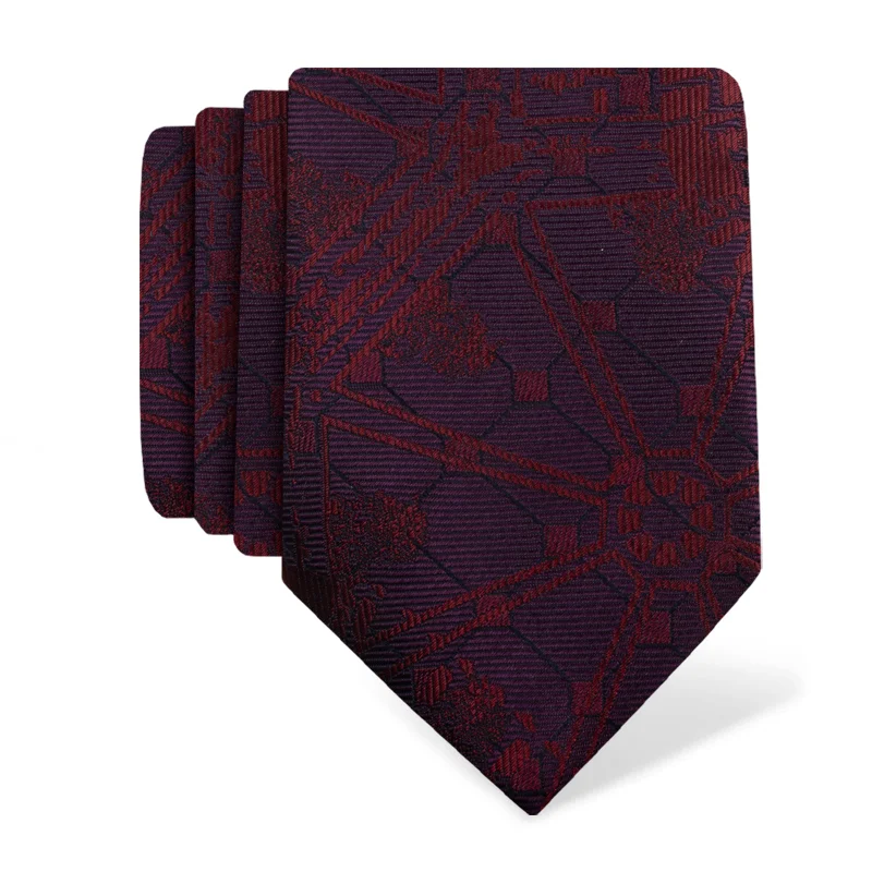 Cravat CROATA Thematic  Octagon Wine red  Silk 100%  