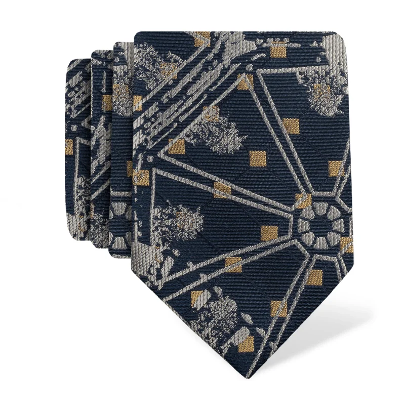 Cravat CROATA Thematic  Octagon Blue  Silk 100%  