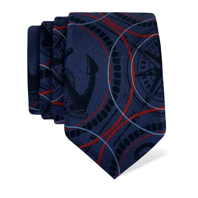 Cravat CROATA Thematic  Maritime motifs Dark blue  Silk 100%  