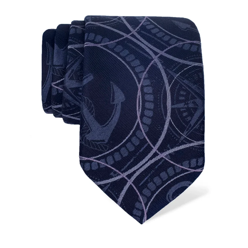 Cravat CROATA Thematic  Maritime motifs Dark blue  Silk 100%  