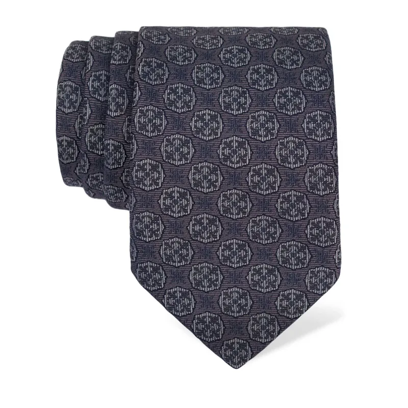 Cravat CROATA Thematic  Folk embroidery Grey  Silk 100%  