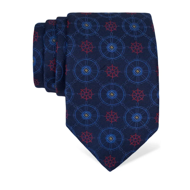 Cravat CROATA Thematic  Maritime motifs Blue  Silk 100%  