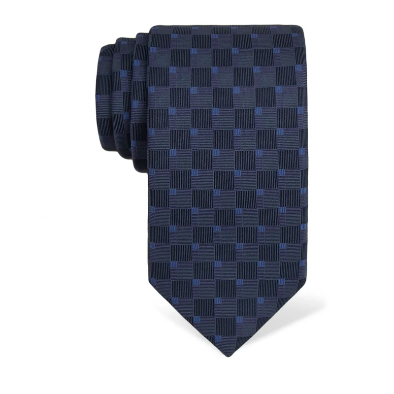 Cravat CROATA Thematic  Squares Blue  Silk 100%  