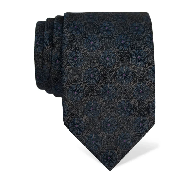 Cravat CROATA Thematic  Folk embroidery Grey  Silk 100%  