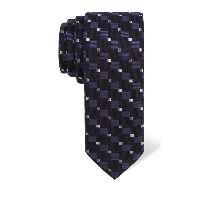 Cravat CROATA Thematic  Squares Dark blue  Silk 100%  