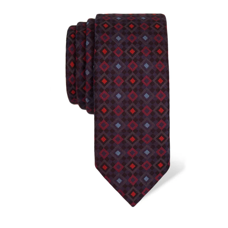 Cravat CROATA Thematic  Squares Blue  Silk 100%  