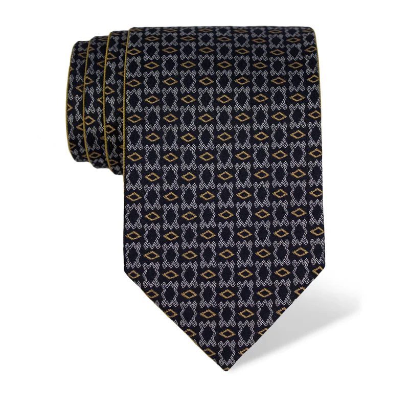 Cravat CROATA CROATA Thematic Double face Folk embroidery Dark blue  Silk 100%  