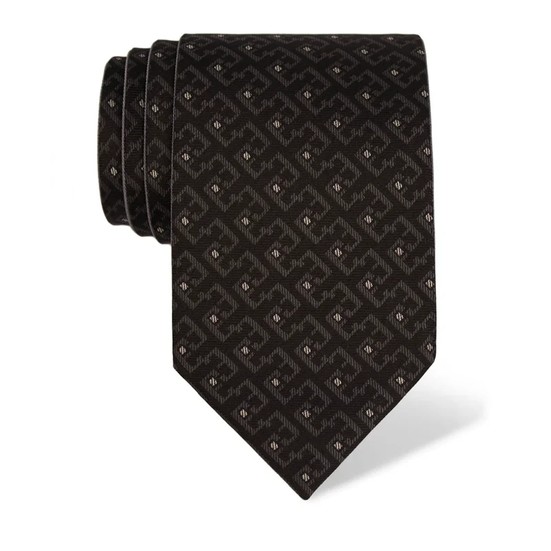 Cravat CROATA CROATA Thematic Double face Glagolitic alphabet Black  Silk 100%  