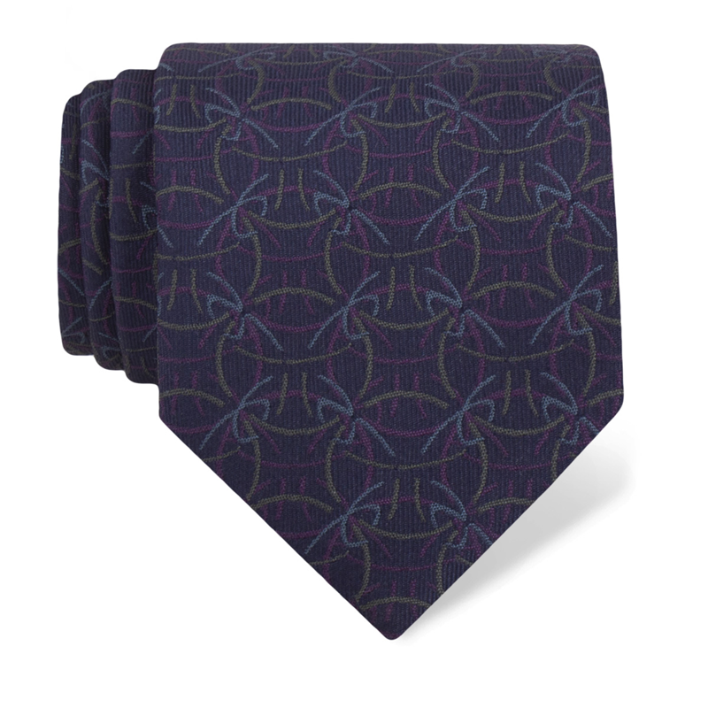 Cravat CROATA Thematic  Braiding Blue  Silk 100%  
