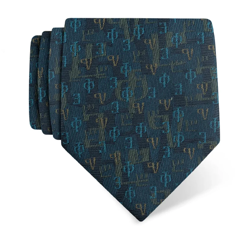 Cravat CROATA Teflon Thematic  Glagolitic alphabet Green  Silk 100%  