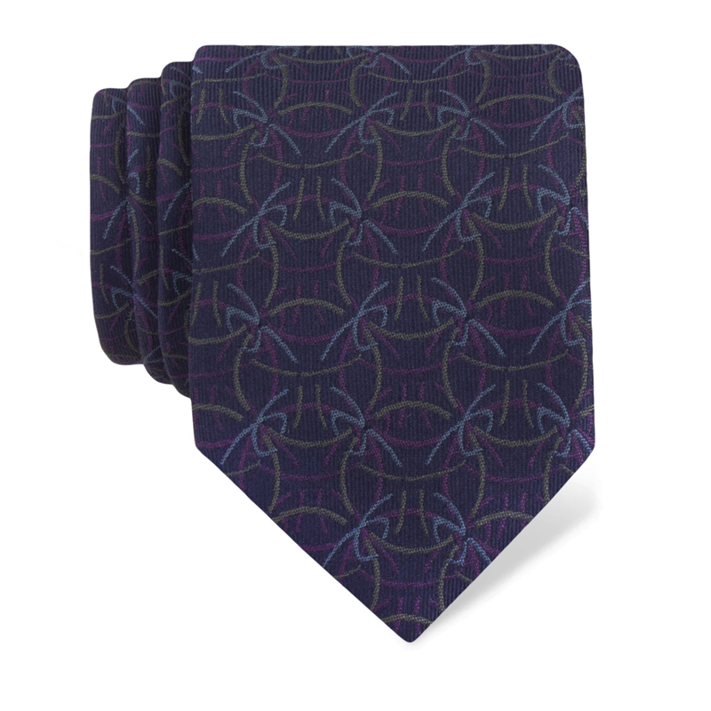 Cravat CROATA Thematic  Braiding Blue  Silk 100%  