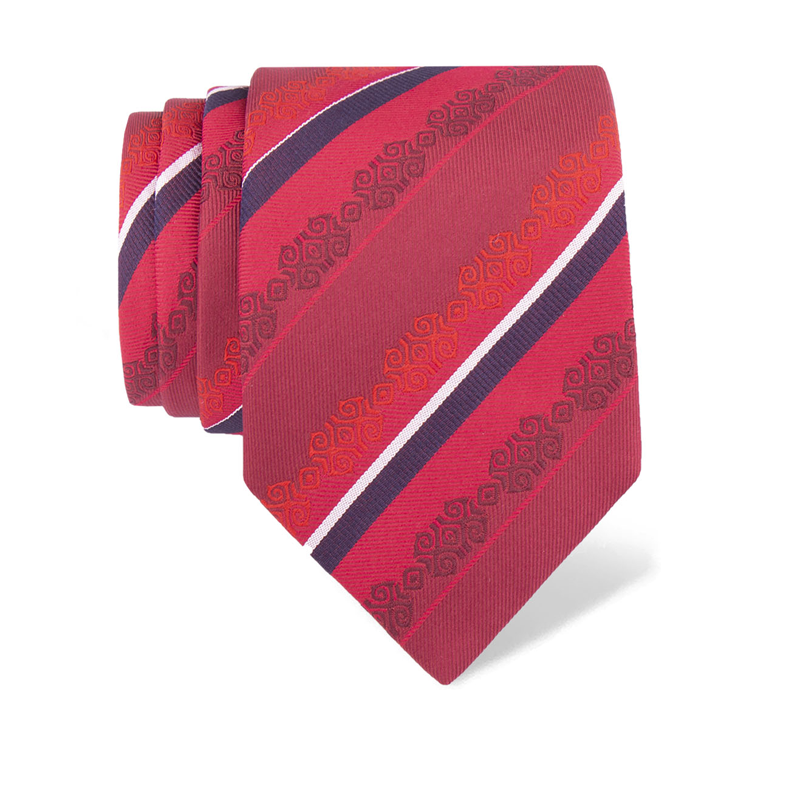 Cravat CROATA Brijuni Thematic  Folk embroidery Red  Silk 100%  