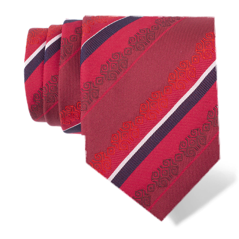 Cravat CROATA Brijuni Thematic  Folk embroidery Red  Silk 100%  