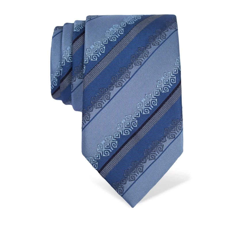 Cravat CROATA Brijuni Thematic  Folk embroidery Blue  Silk 100%  