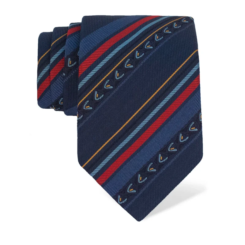 Cravat CROATA Brijuni Thematic  Folk embroidery Dark blue  Silk 100%  