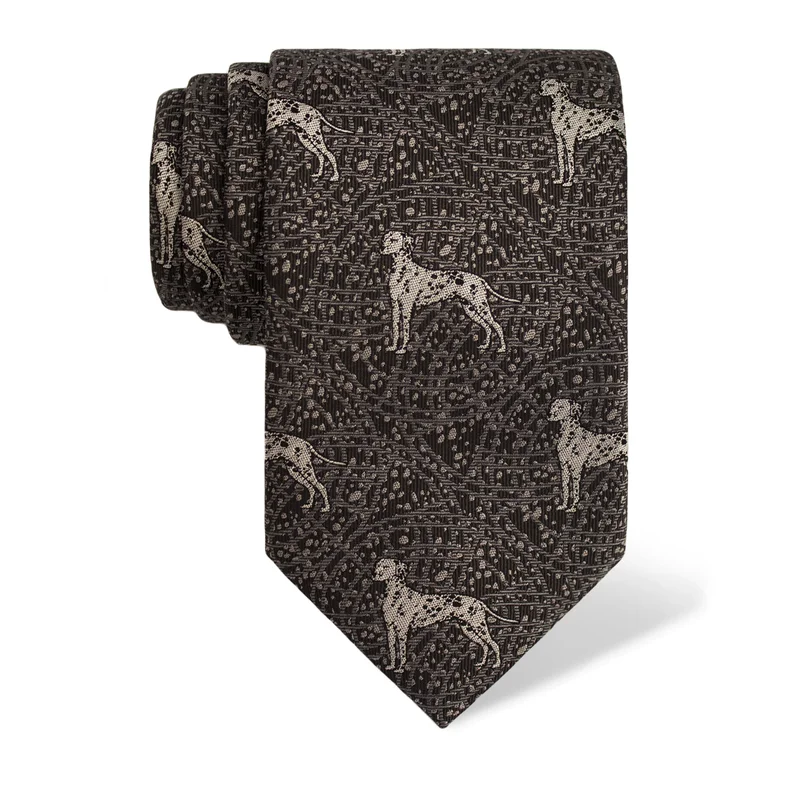 Cravat CROATA Thematic  Dalmatian dog Grey  Silk 100%  