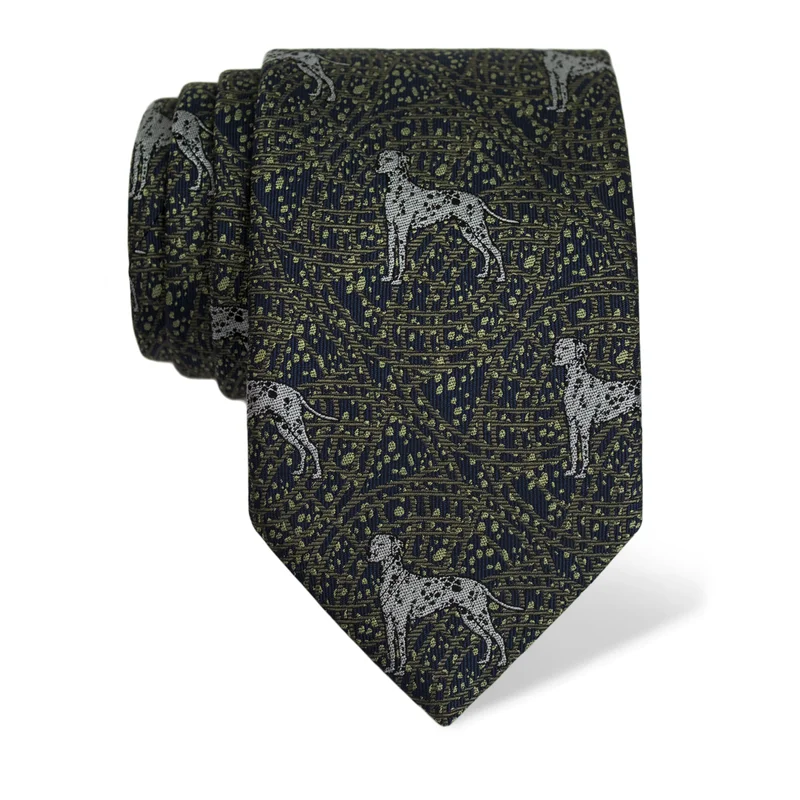Cravat CROATA Thematic  Dalmatian dog Dark blue  Silk 100%  