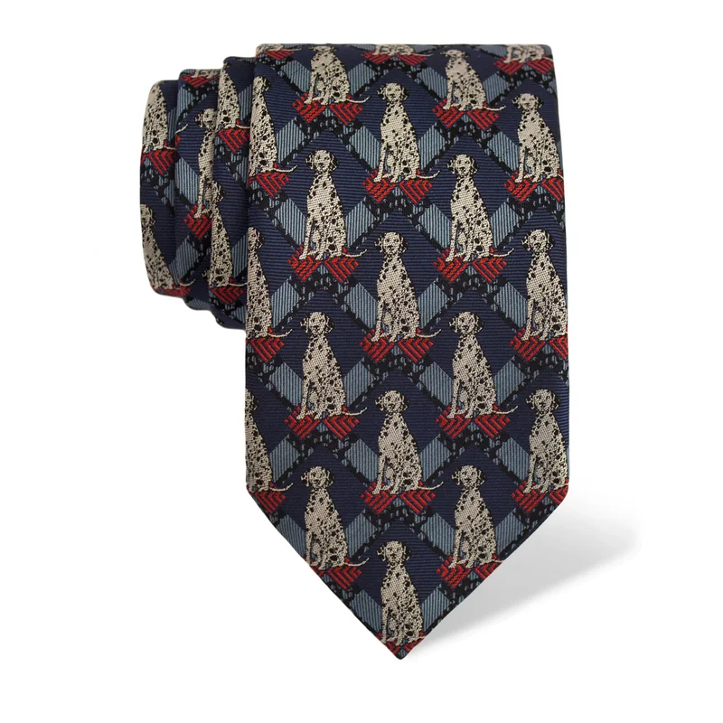 Cravat CROATA Thematic  Dalmatian dog Blue  Silk 100%  