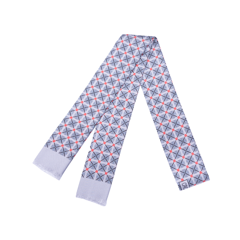 Shawl necktie CROATA Thematic Thematic Glagolitic alphabet Grey  Silk 100%  