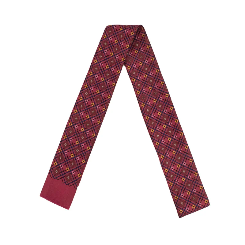 Shawl necktie CROATA Thematic  Braiding Wine red  Silk 100%  
