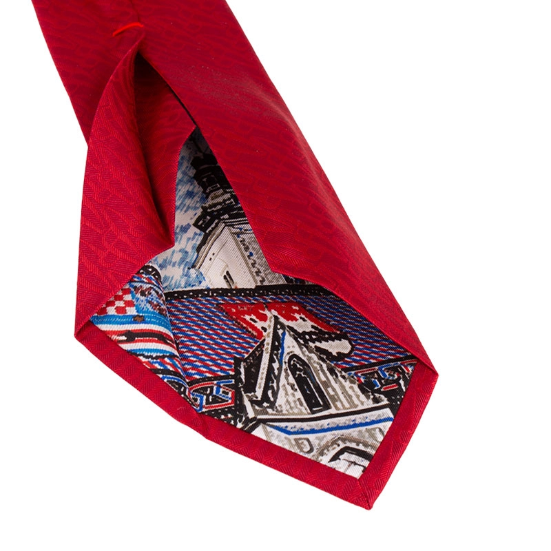 Cravat CROATA Dubrovnik Thematic  Glagolitic alphabet Red  Silk 100%  