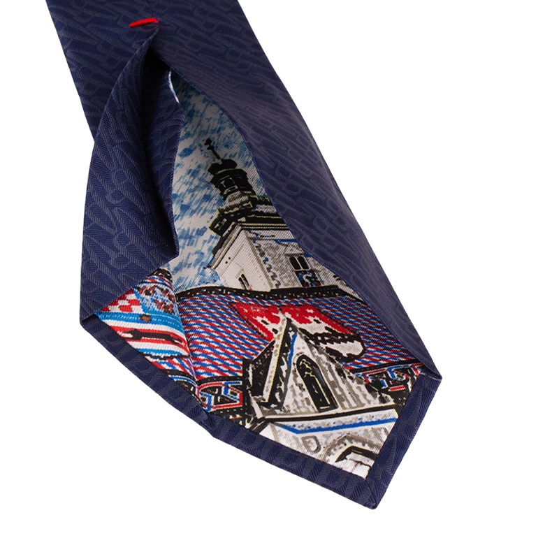 Cravat CROATA Dubrovnik Thematic  Glagolitic alphabet Dark blue  Silk 100%  