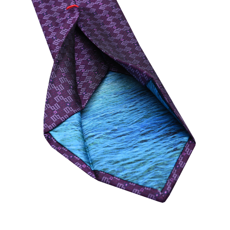 Cravat CROATA Dubrovnik Thematic  Glagolitic alphabet Purple  Silk 100%  