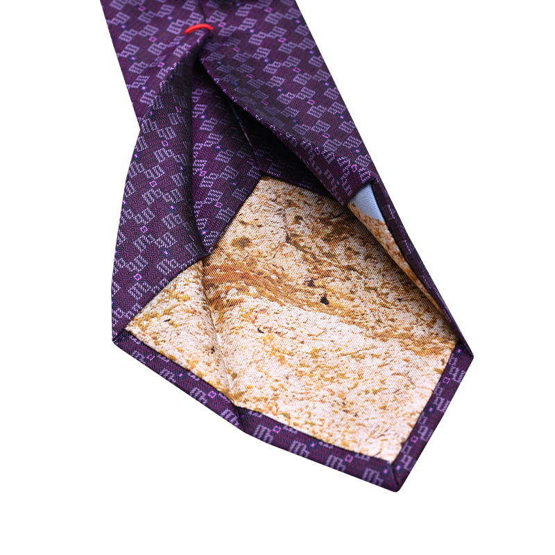 Cravat CROATA Dubrovnik Thematic  Glagolitic alphabet Purple  Silk 100%  