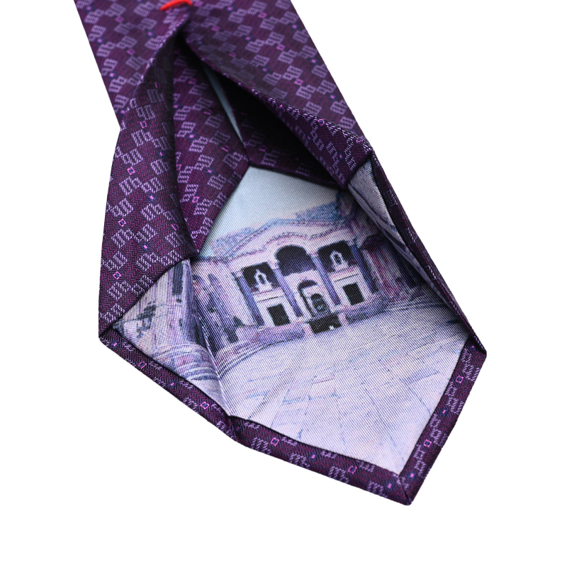 Cravat CROATA Dubrovnik Thematic  Glagolitic alphabet Purple  Silk 100%  