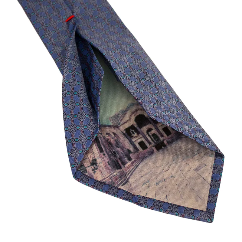 Cravat CROATA Dubrovnik Thematic  Braiding Blue  Silk 100%  