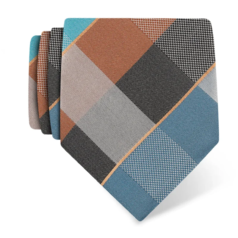 Cravat CROATA Classic Regular Checked Petroleum  Silk 100%  