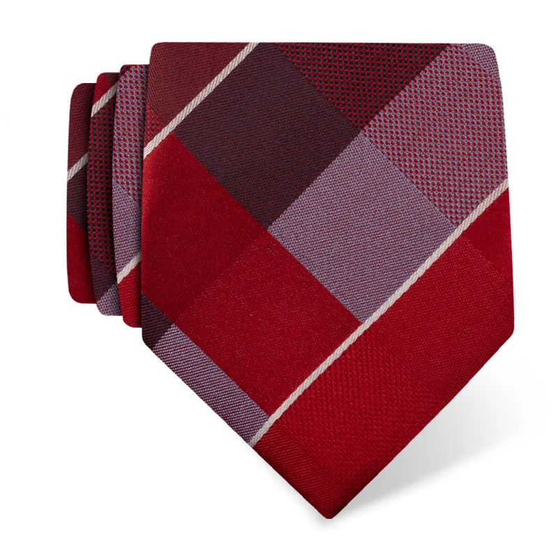 Cravat CROATA Classic Regular Checked Red  Silk 100%  