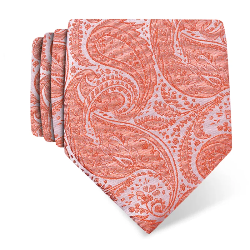 Cravat CROATA CROATA Classic Regular Paisley Orange  Silk 100%  