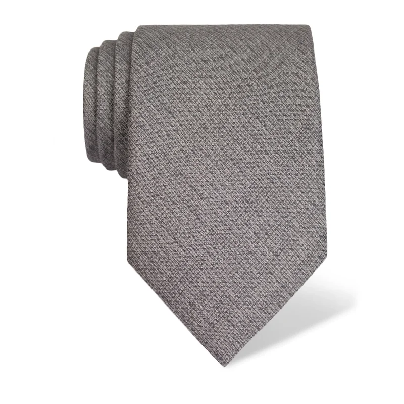 Cravat CROATA Classic  Solid textured Grey  Silk 100%  