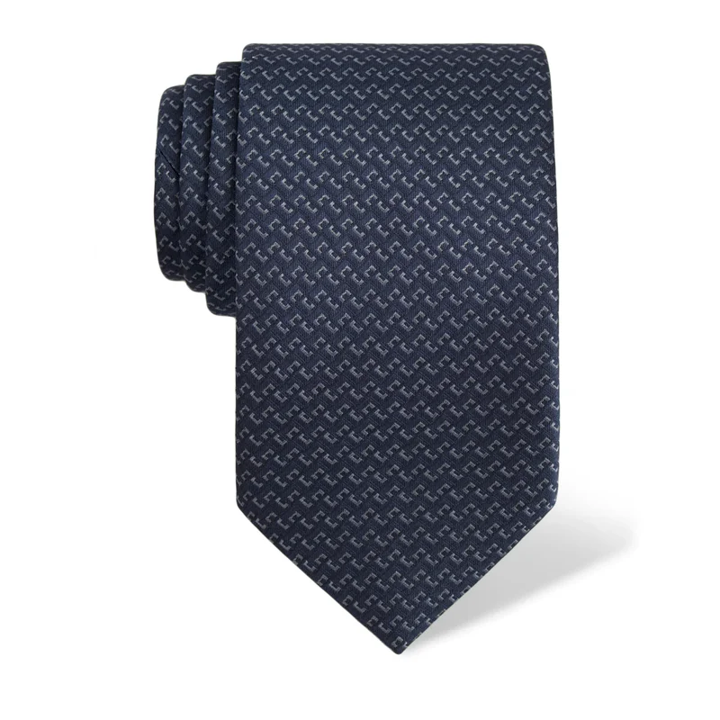 Cravat CROATA Classic  Small shapes Blue  Silk 100%  