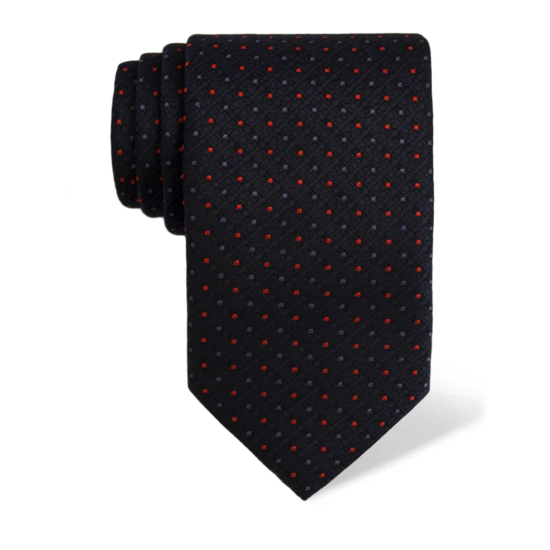 Cravat CROATA Classic  Small shapes Dark blue  Silk 100%  