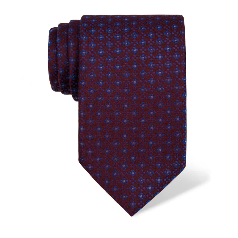 Cravat CROATA Classic  Small shapes Wine red  Silk 100%  