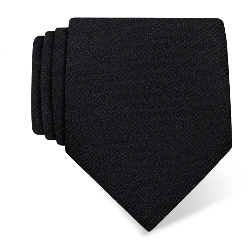 Cravat CROATA Classic  Solid textured Black  Silk 100%  