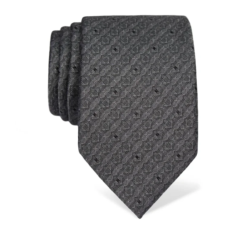 Cravat CROATA Festum Classic  Squares Grey  silk 95%, metallized fiber 5%  