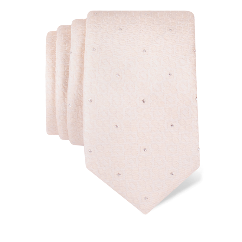 Cravat CROATA Festum Classic Cravat, narrow 5 cm Squares Champagne  Silk 95%, Other fibers 5%  