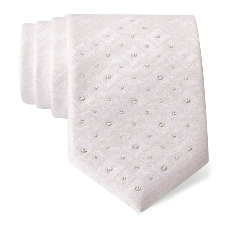Cravat CROATA Kristal Thematic Limited edition Braiding White  Silk 100%, High quality chrystals  