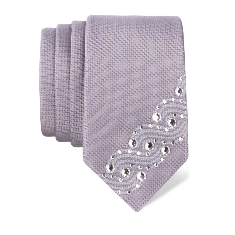 Cravat CROATA Kristal Thematic  Braiding Silver  Silk 100%, High quality chrystals  