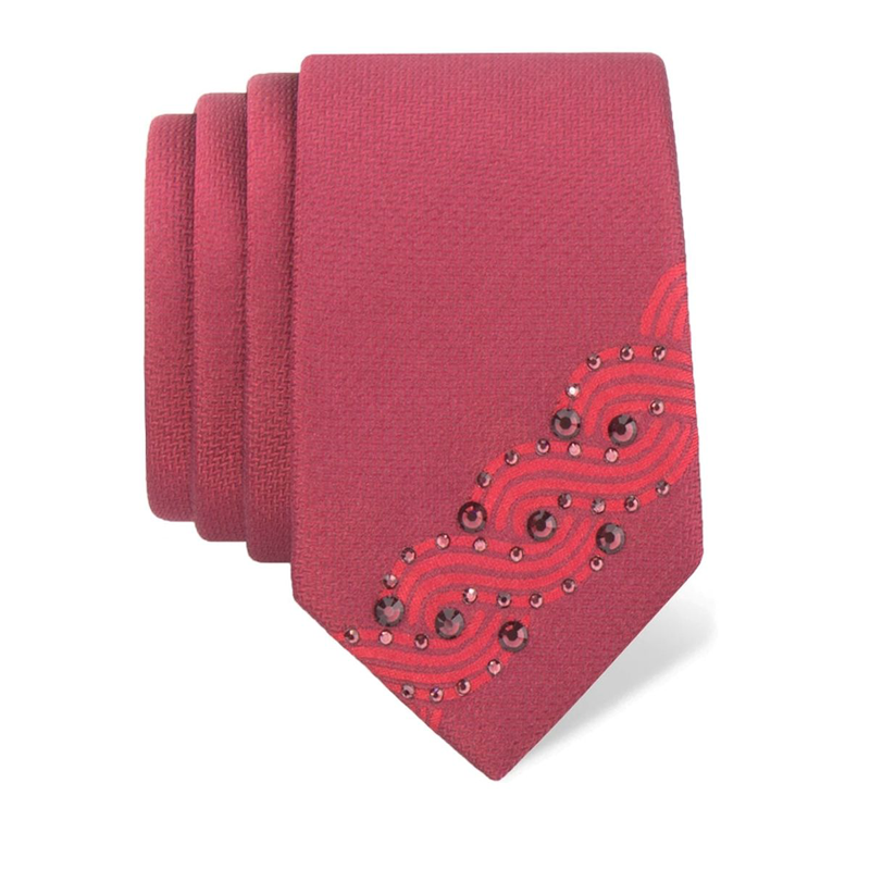 Cravat CROATA Kristal Thematic  Braiding Wine red  Silk 100%, High quality chrystals  