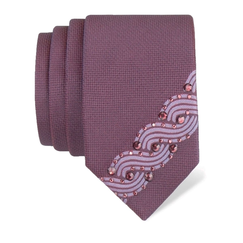 Cravat CROATA Kristal Thematic  Braiding Purple  Silk 100%, High quality chrystals  