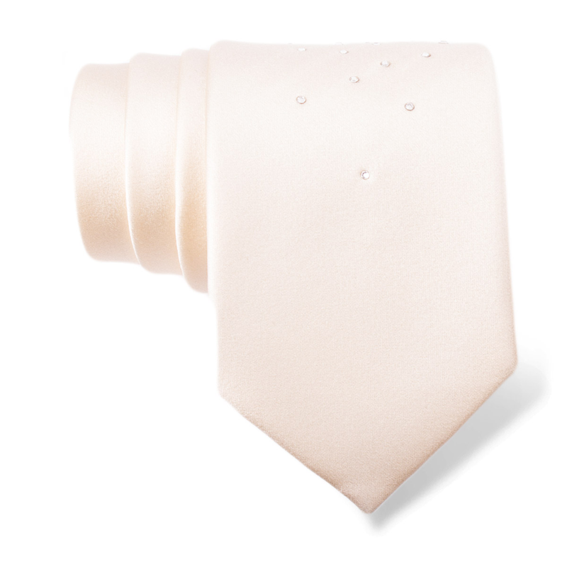 Cravat CROATA Kristal Classic  Solid Champagne  Silk 100%, High quality chrystals  